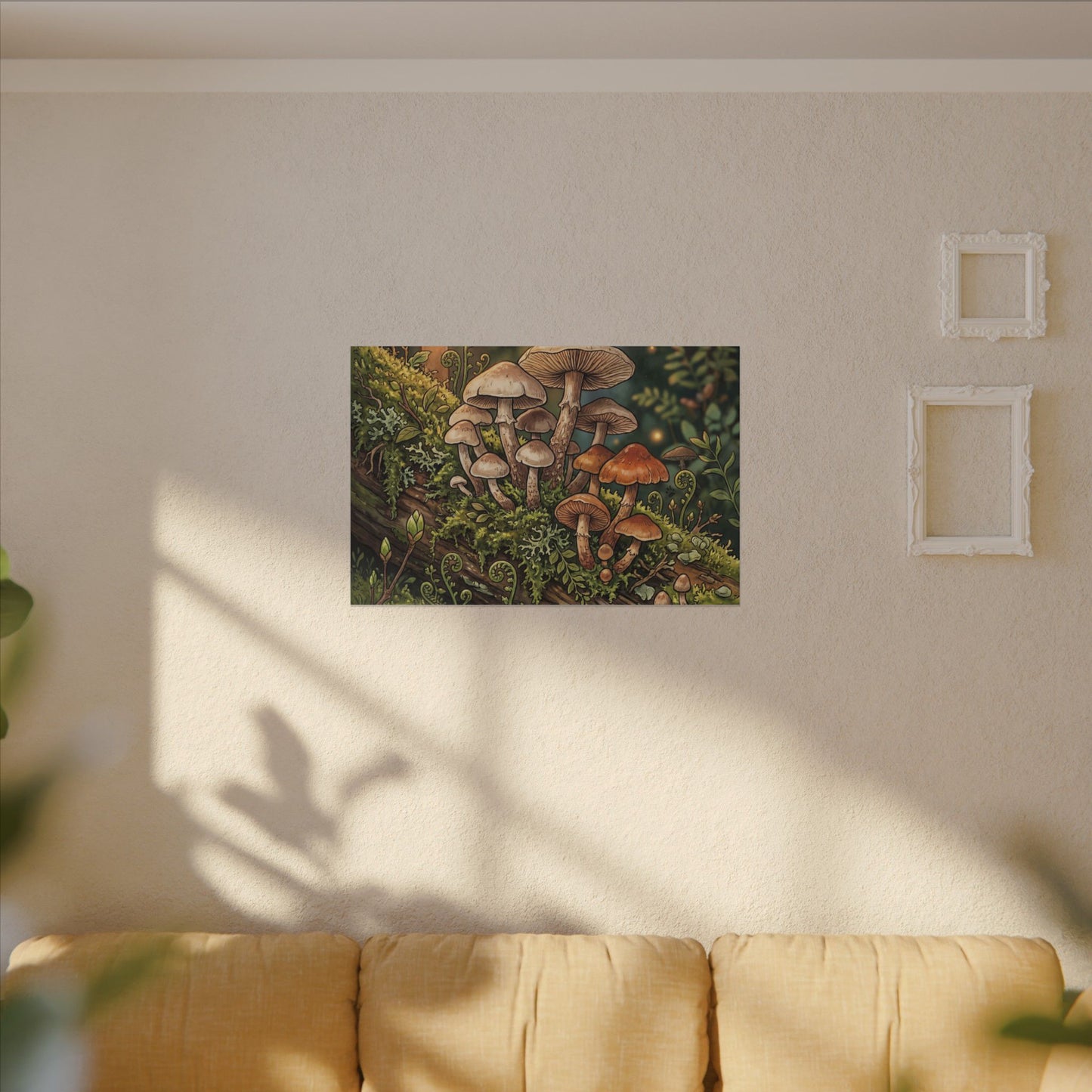Spring Wild Mushrooms Herbarium Canvas Art | Rustic Decor