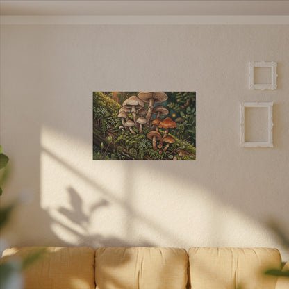 Spring Wild Mushrooms Herbarium Canvas Art | Rustic Decor