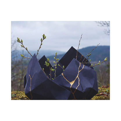 Paper Fold Canvas Art | Spring Kintsugi Gold Repair Art