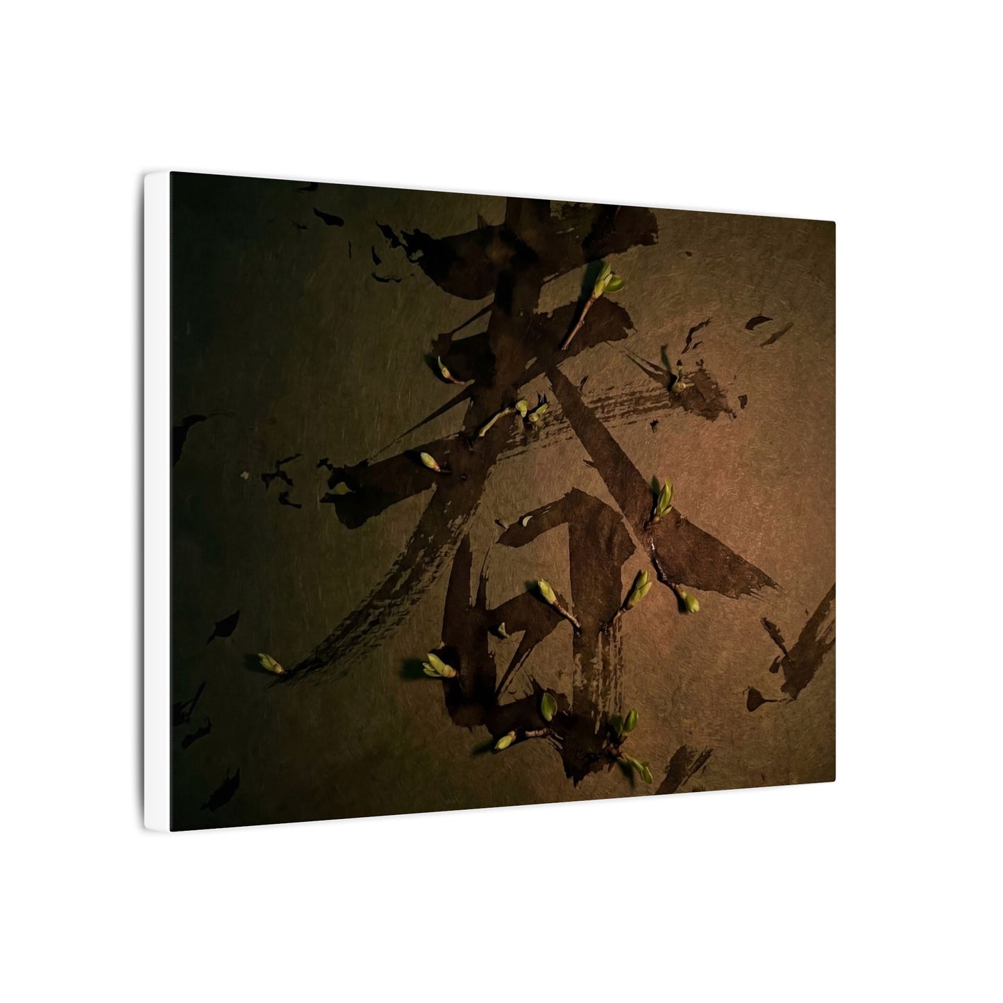 Calligraphy Shadow Zen Canvas Art | Bold Dark Japandi Art