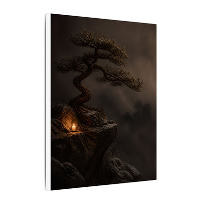 Pine Tree Shadow Zen Canvas Art | Luxurious Dark Japandi Art