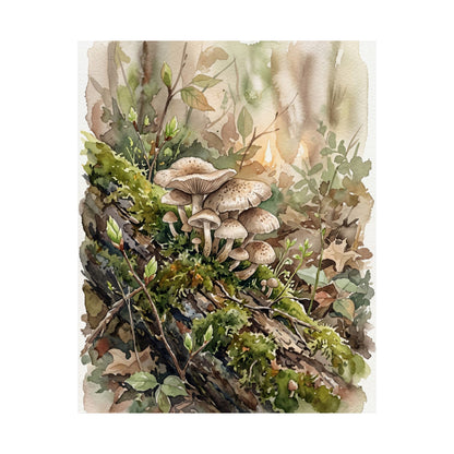Wild Mushrooms Watercolor Wall Art Print | Neutral Japandi Art