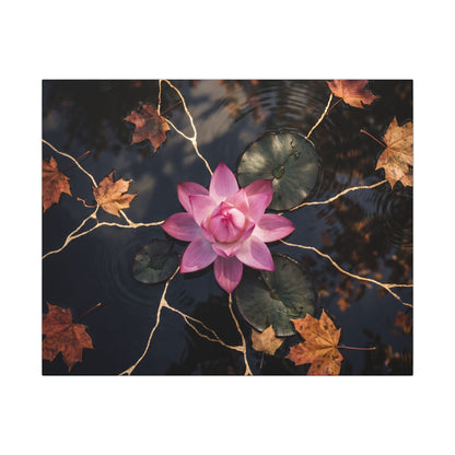 Ma Lotus Flower Canvas Art - Kintsugi Gold Vein