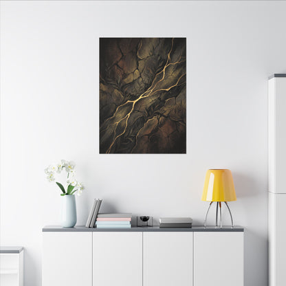 Cracked Earth Charcoal Ink Canvas Art | Bold Dark Japandi Art