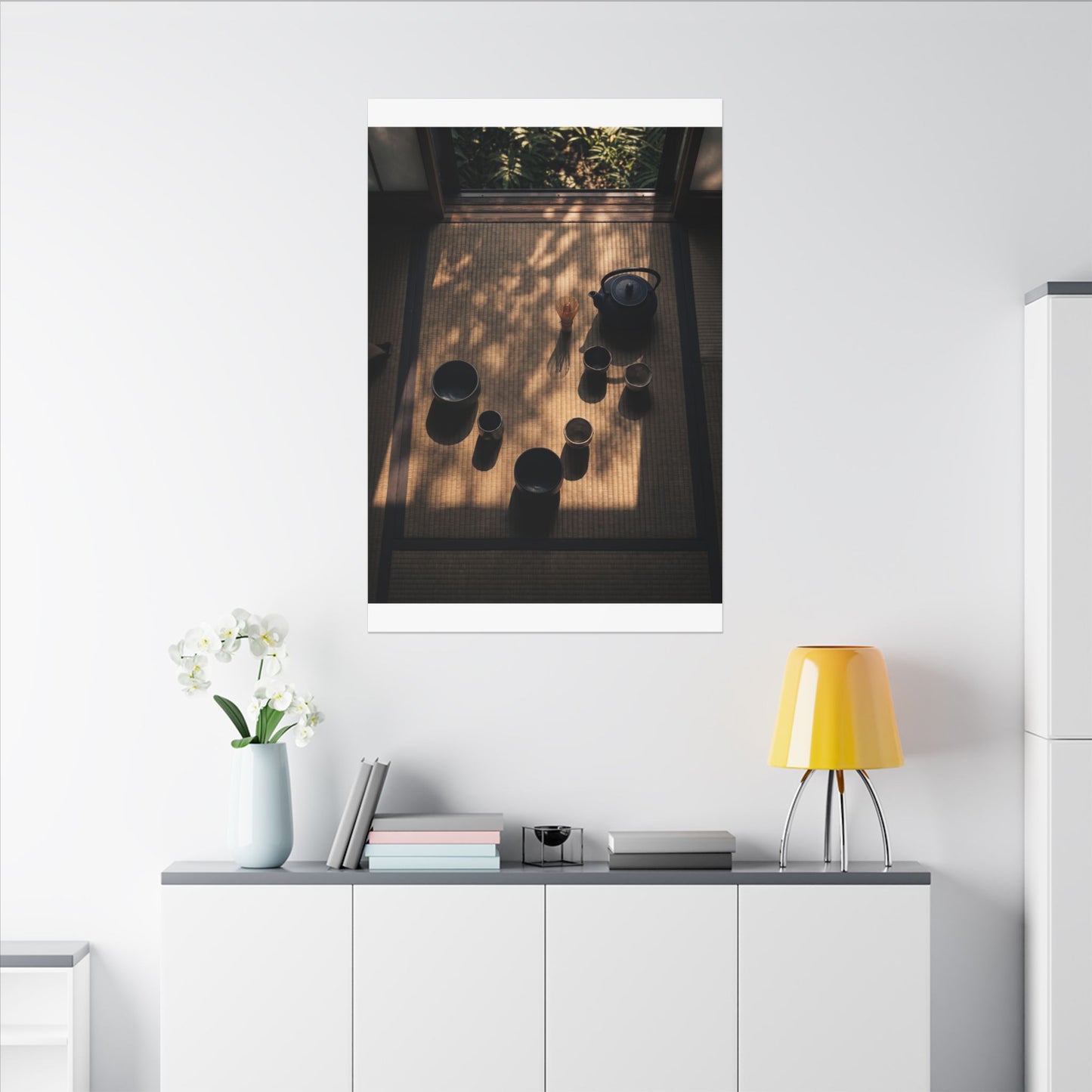 Shibui Tea Ceremony Canvas Art - Dark Japandi Shadow Zen