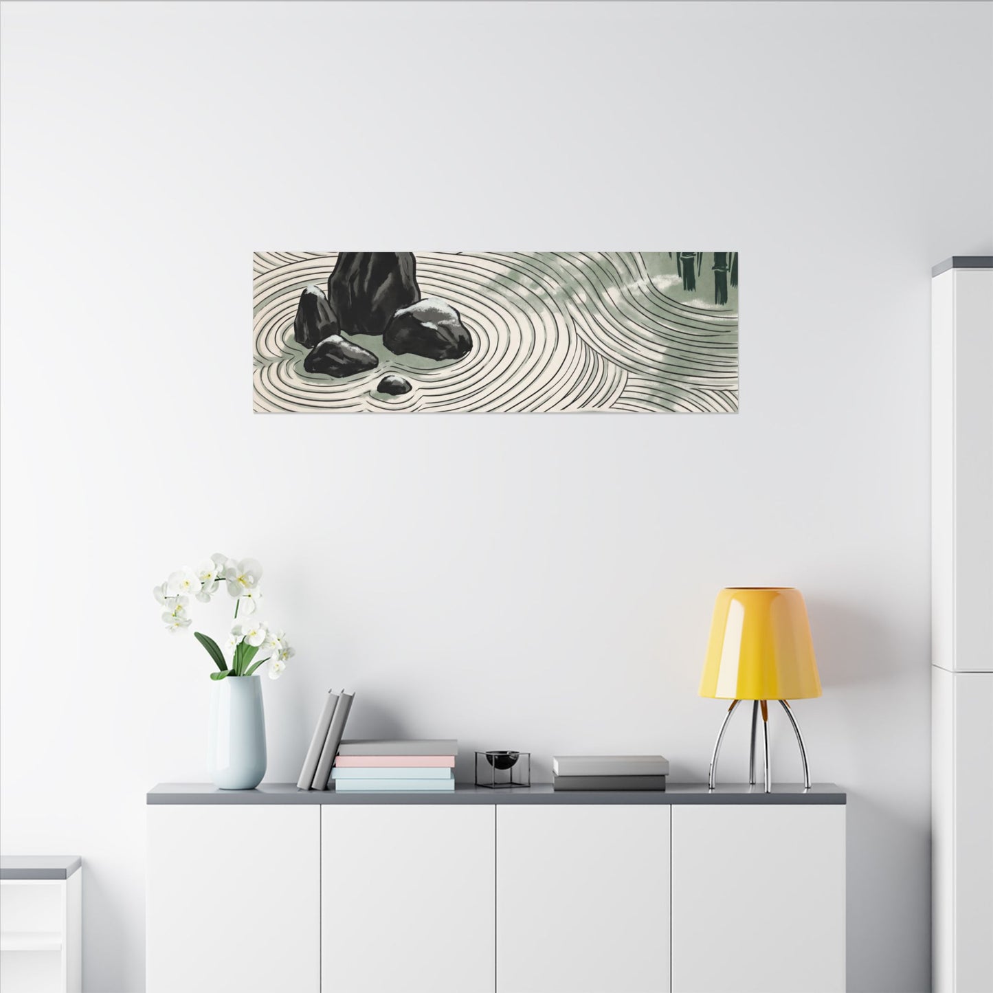Shibui Rock Garden Canvas Art - Zen Ukiyo E Inspired