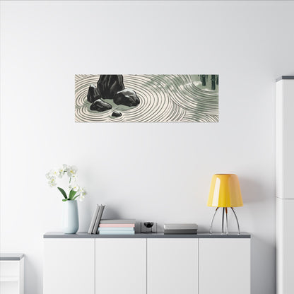 Shibui Rock Garden Canvas Art - Zen Ukiyo E Inspired