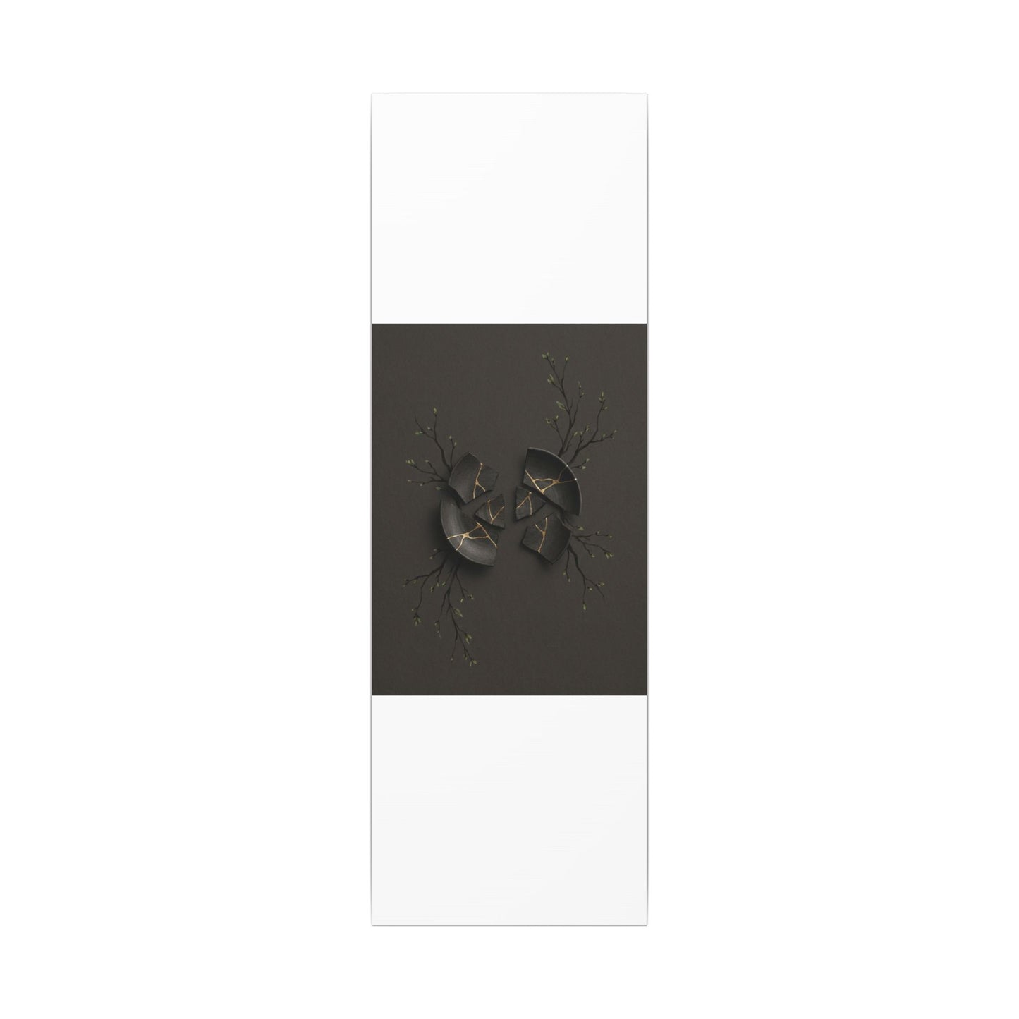 Sophisticated Broken Pottery Canvas Art - Charcoal Ink Dark Japandi