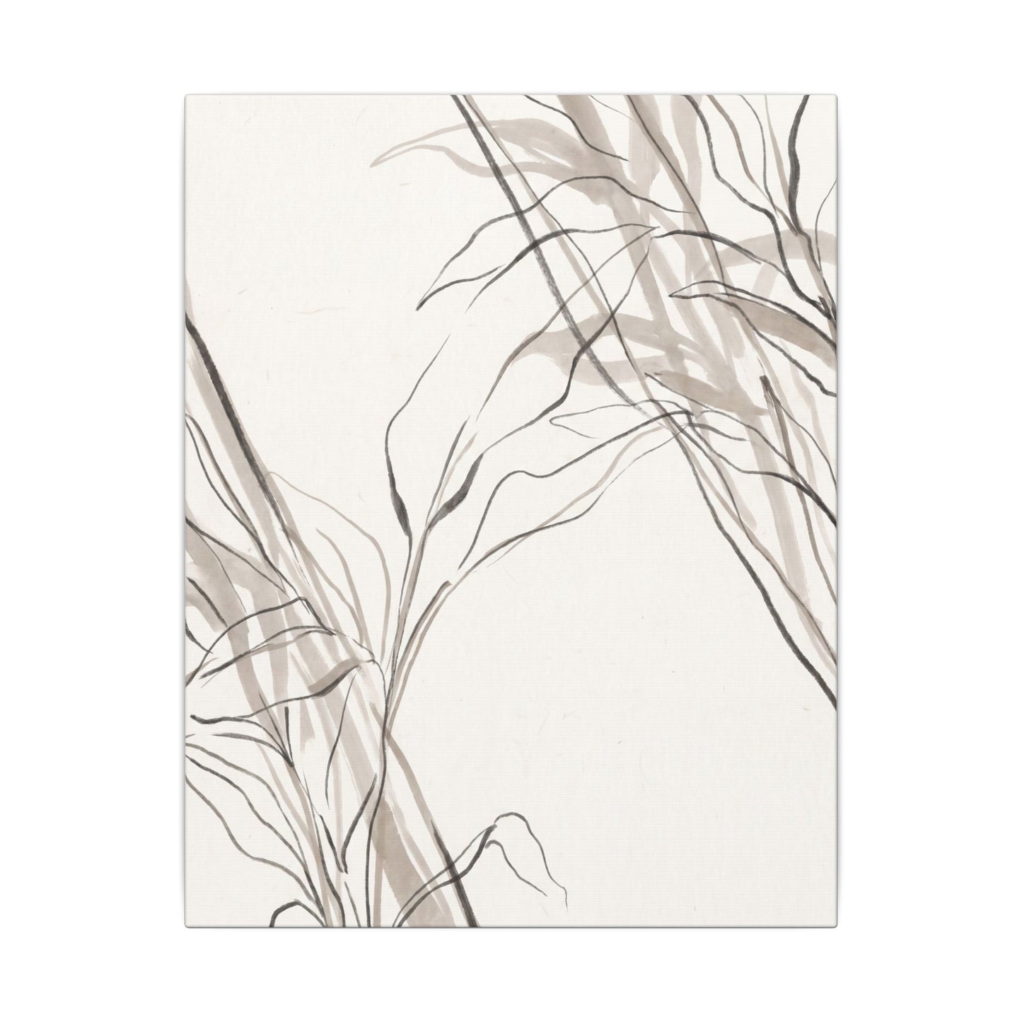 Neutral Shoji Screen Canvas Art - Minimal Line Japandi