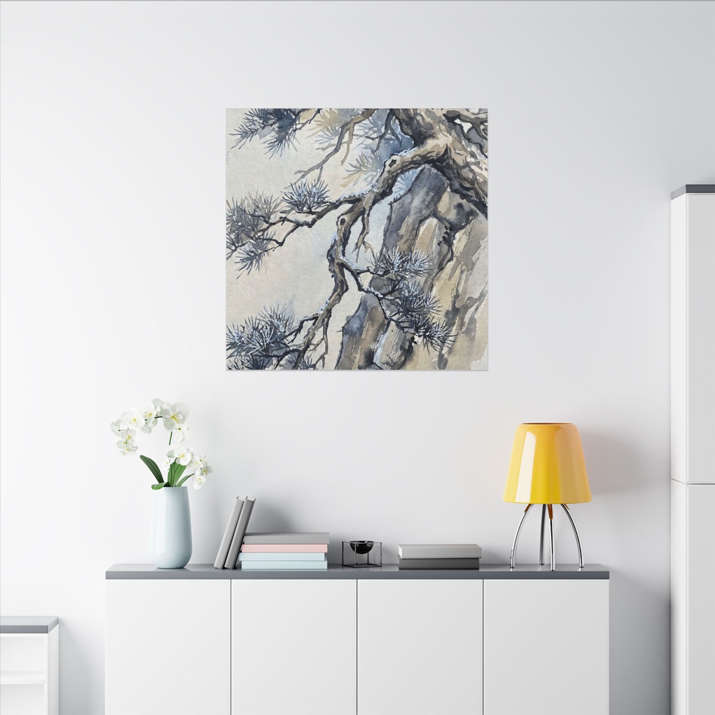 Moonlight Pine Tree Canvas Art - Japandi Seijaku