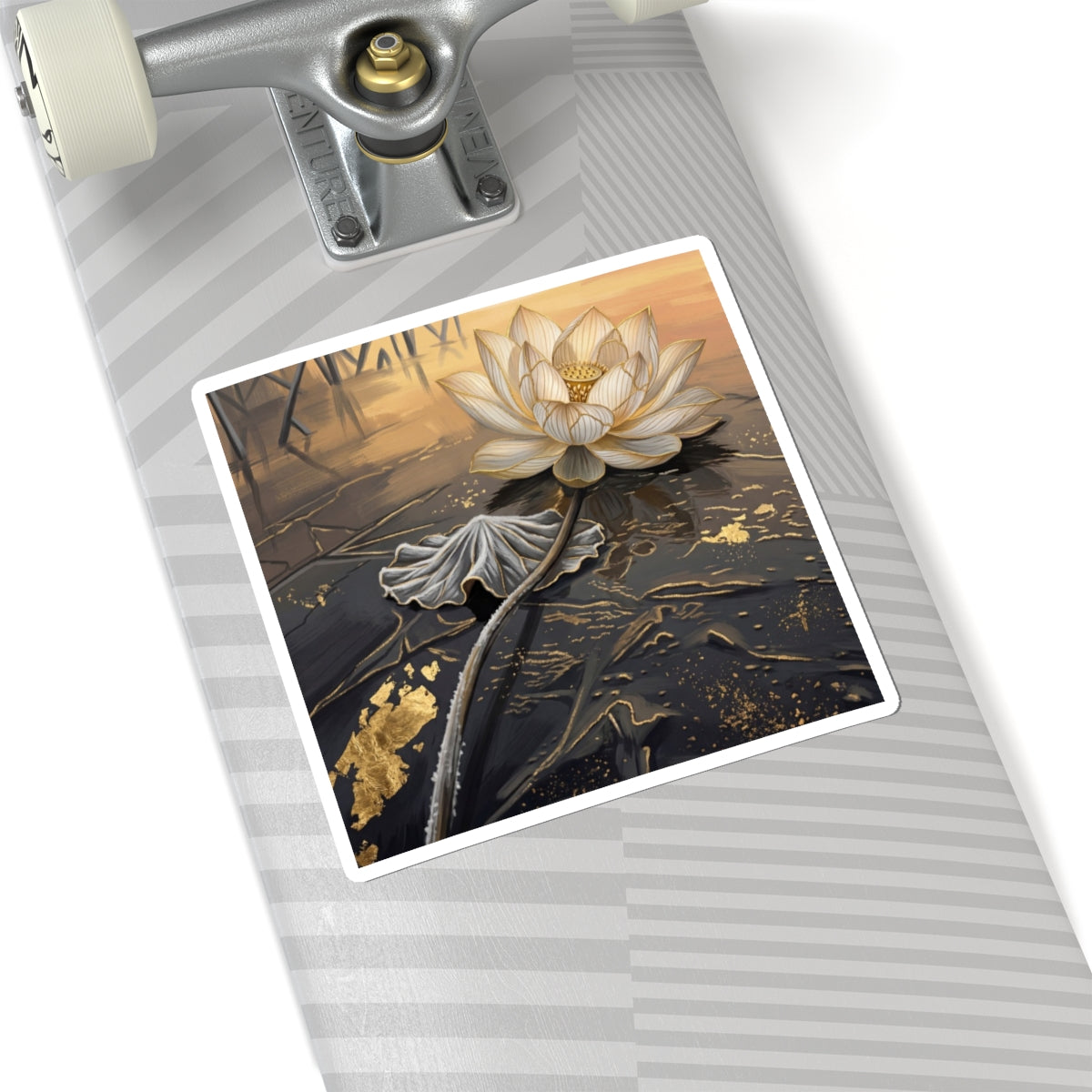 Lotus Flower Winter Sticker | Kintsugi Healing Design Art Print