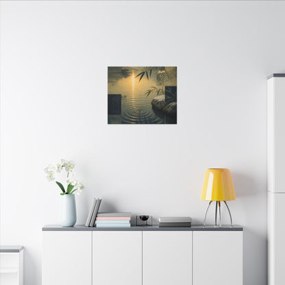 Zen Water Ripple in Golden Hour | Ukiyo E Inspired Canvas Art