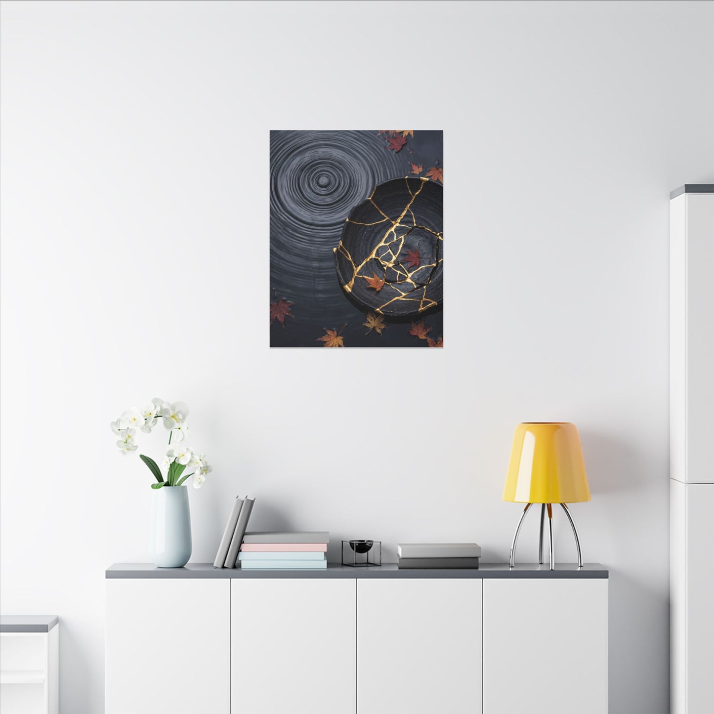 Philosophical Water Ripple Canvas Art - Gold Repair Kintsugi