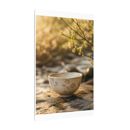 Neutral Ceramic Bowl Canvas Art - Japanese Pattern Japandi
