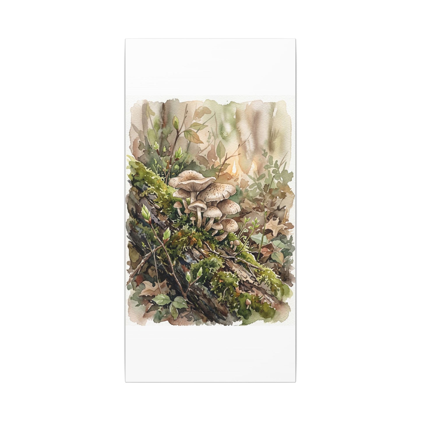Wild Mushrooms Canvas Art | Spring Japandi Watercolor Art