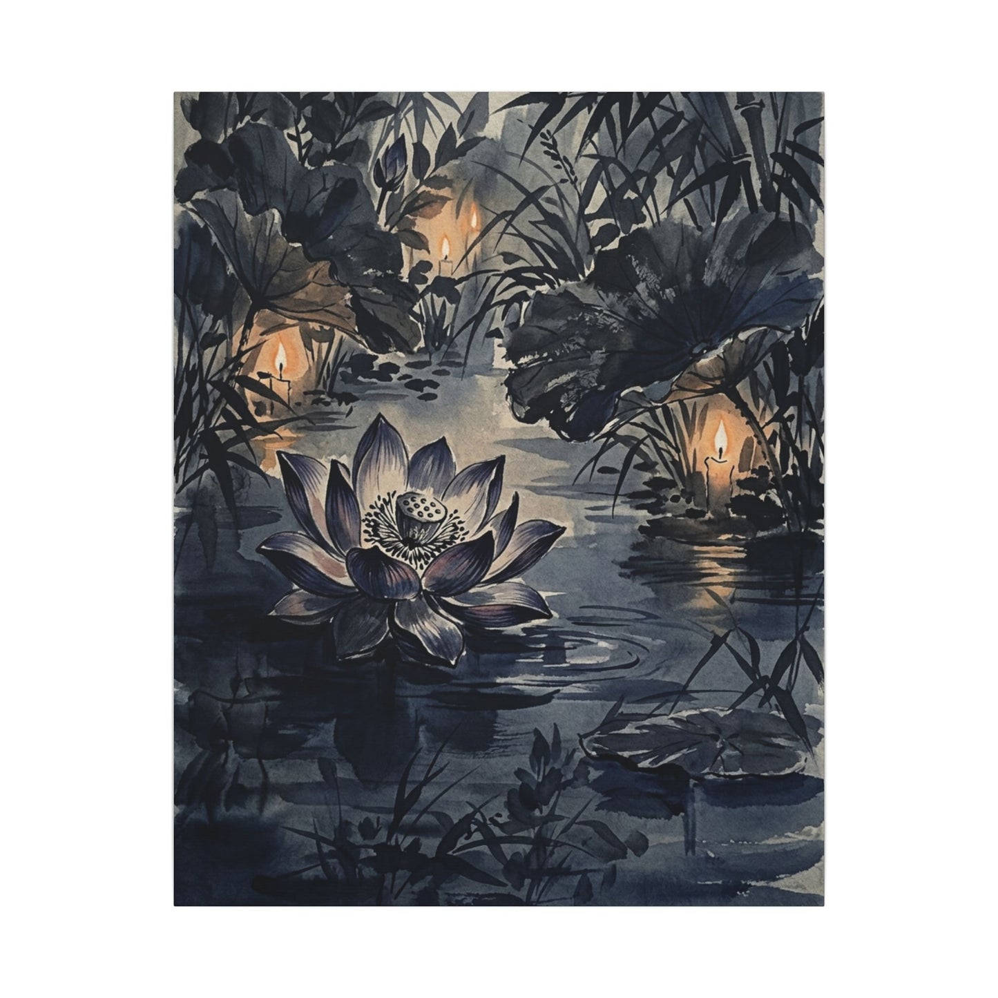 Fukinsei Lotus Flower Canvas Art - Zen Sumi E