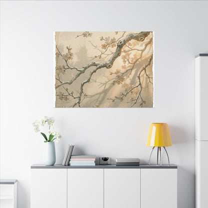 Cherry Blossom Canvas Art | Winter Japandi Japanese Pattern Art