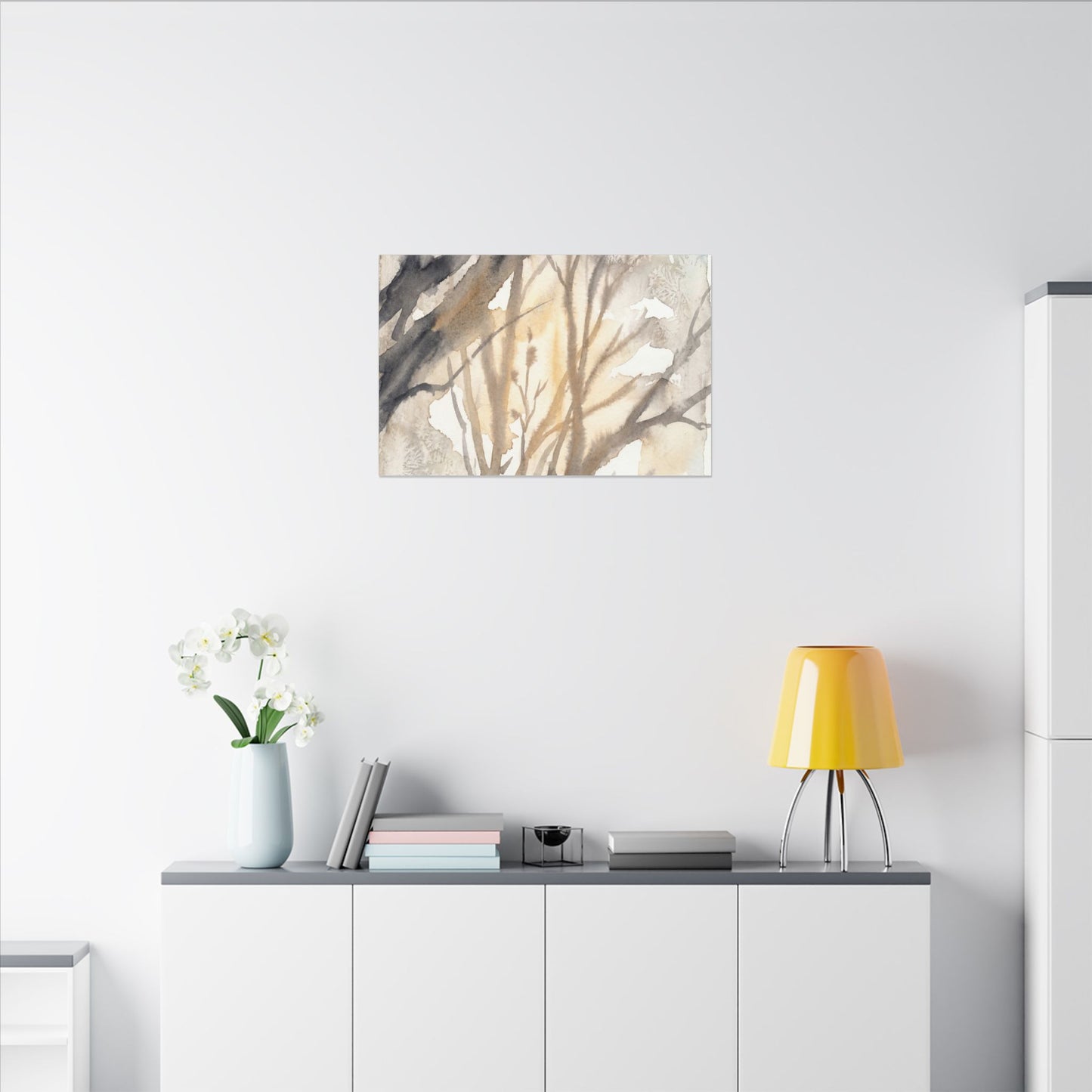 Ma Shadow Play Canvas Art - Japandi Watercolor