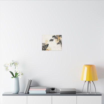 Japandi Pine Tree in Candlelight | Japanese Pattern Canvas Art