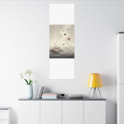 Lotus Flower Canvas Art | Autumn Zen Ukiyo E Inspired Art