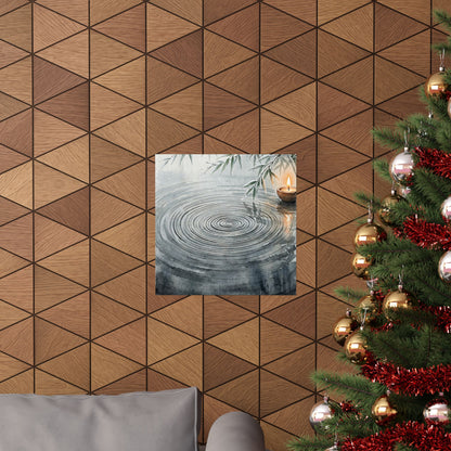 Candlelight Water Ripple Wall Art Print - Zen Mono No Aware
