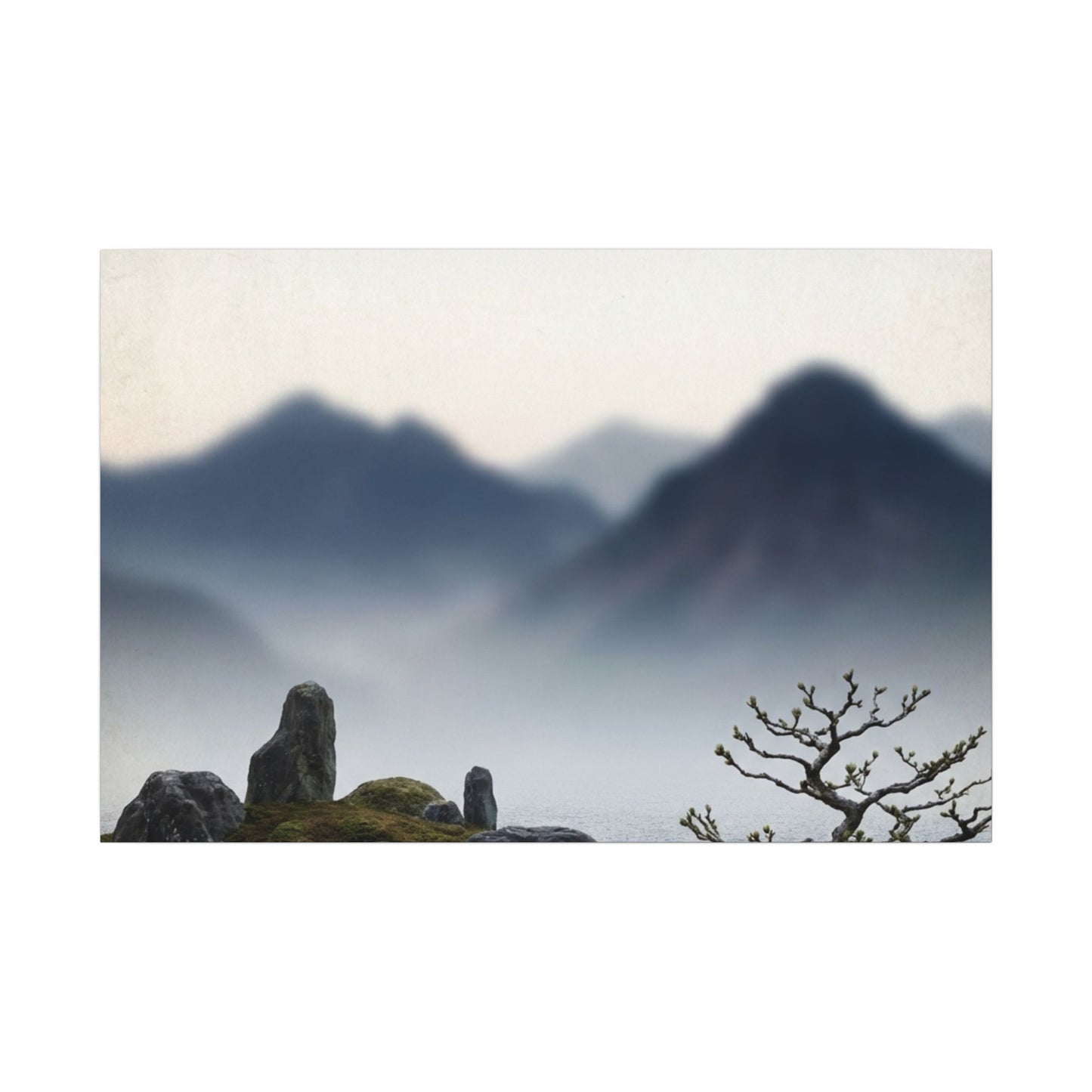 Mountain Mist Karesansui Canvas Art | Contemplative Zen Art Art Print