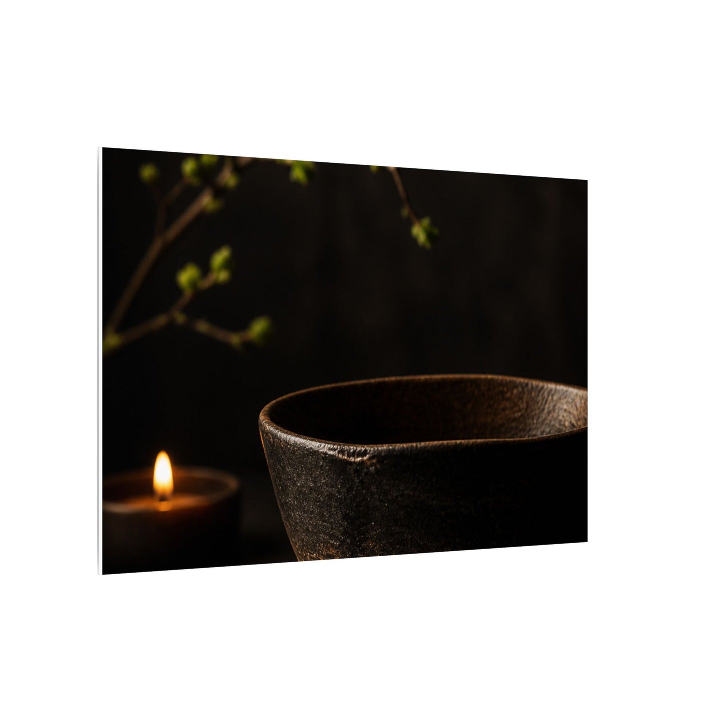 Moody Ceramic Bowl Canvas Art - Shadow Zen Dark Japandi
