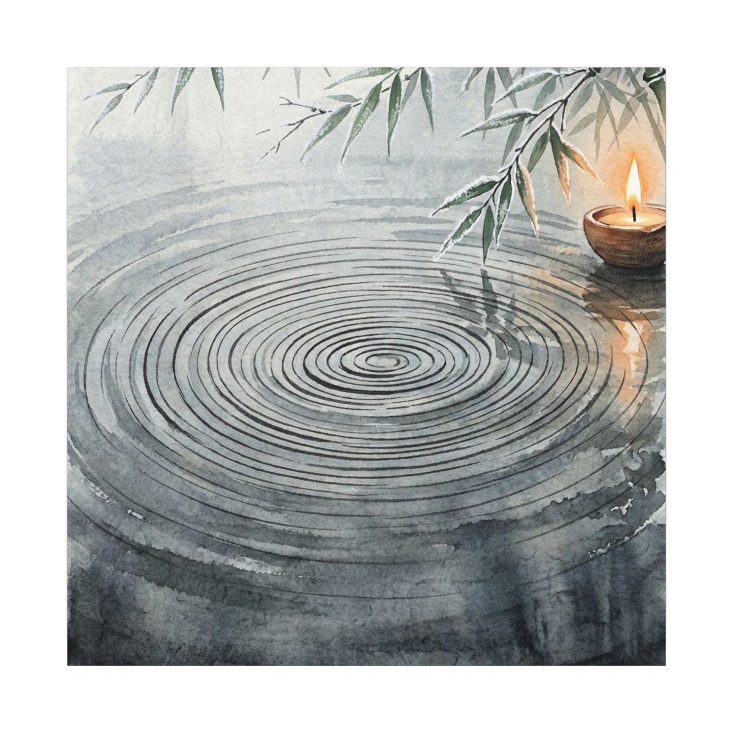 Water Ripple Sumi E Canvas Art | Calm Zen Art
