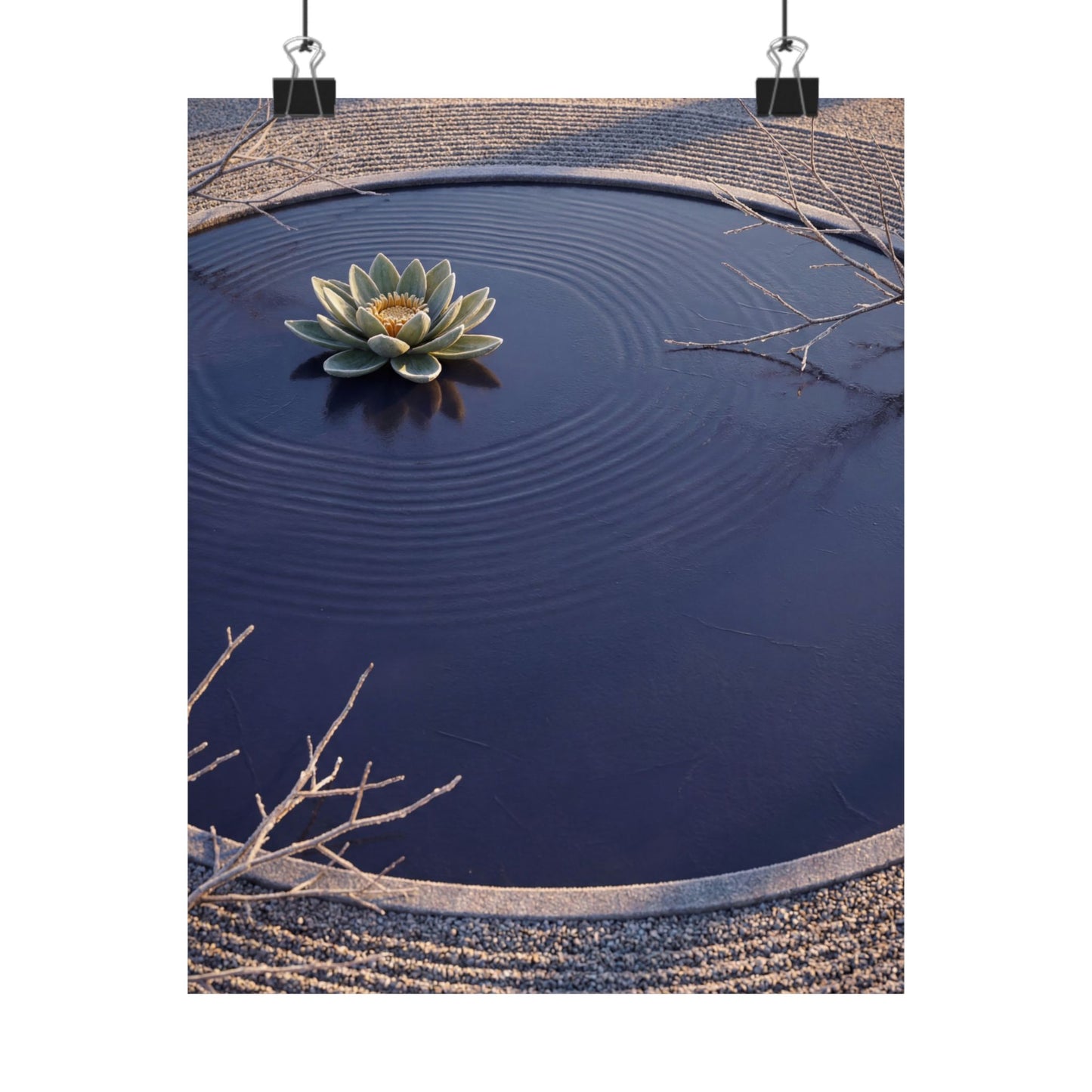 Lotus Flower Karesansui Wall Art Print | Tranquil Zen Art Art Print