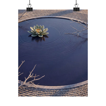 Lotus Flower Karesansui Wall Art Print | Tranquil Zen Art Art Print