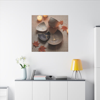 Candlelight Broken Pottery Canvas Art - Japandi Ma