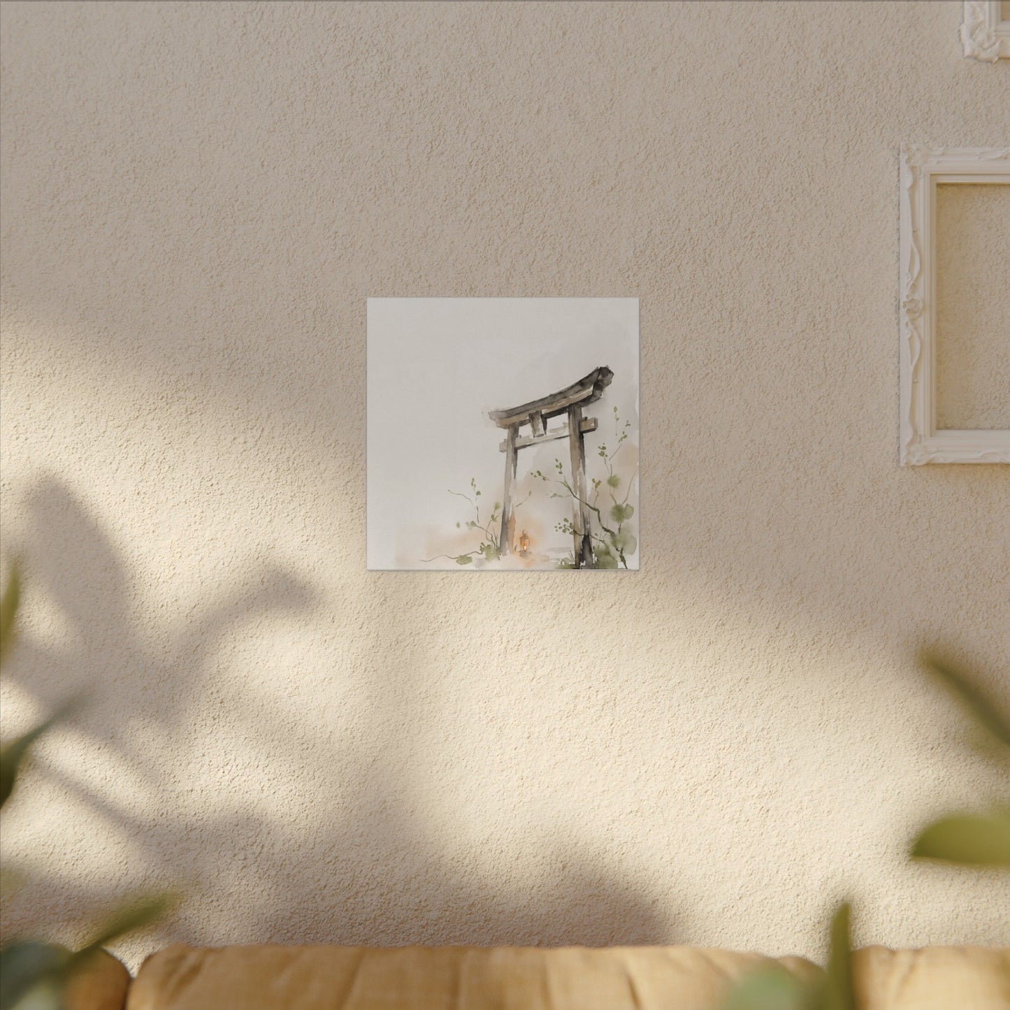 Fukinsei Torii Gate Canvas Art - Japandi Watercolor