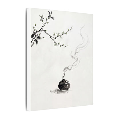 Calm Incense Smoke Canvas Art - Sumi E Zen