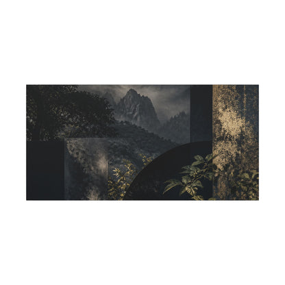 Mountain Mist Summer Canvas Art | Dark Japandi Atmospheric Design