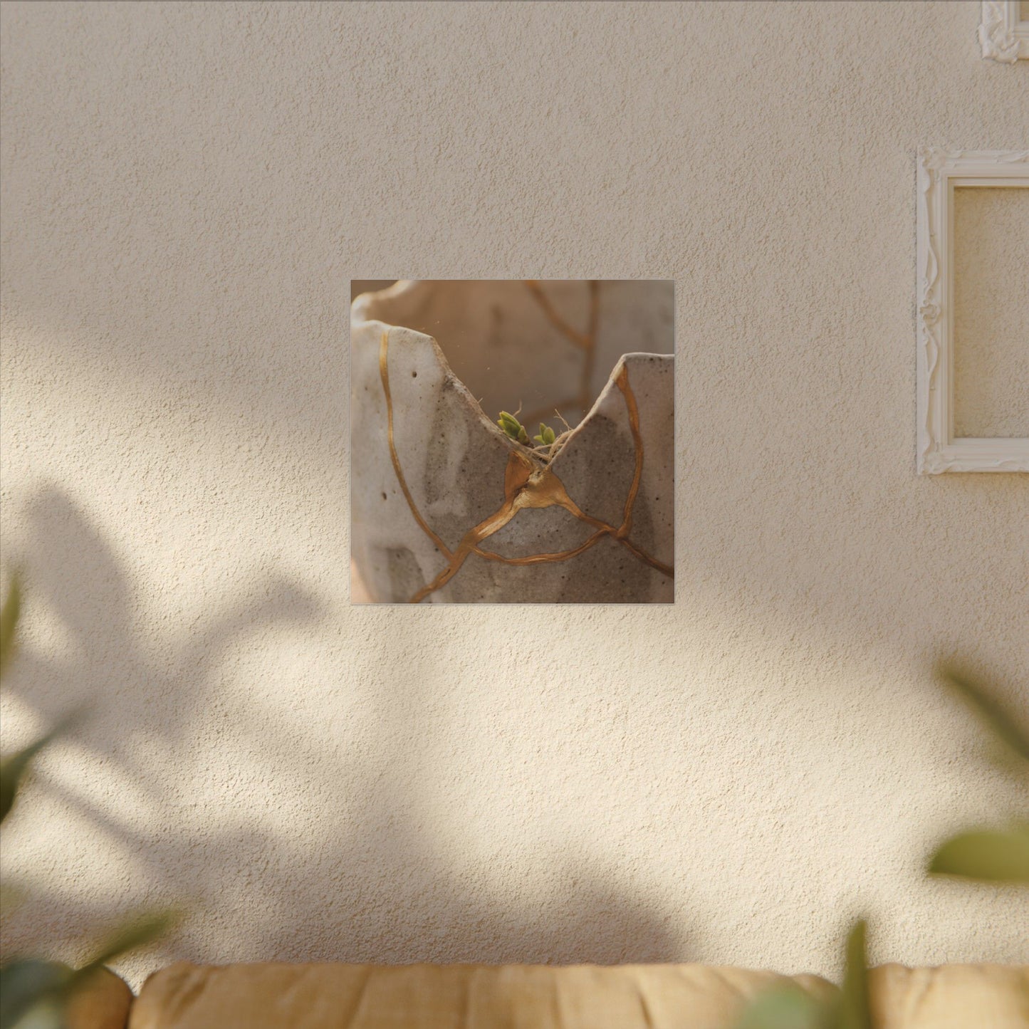 Golden Hour Broken Pottery Canvas Art - Japandi Kanso