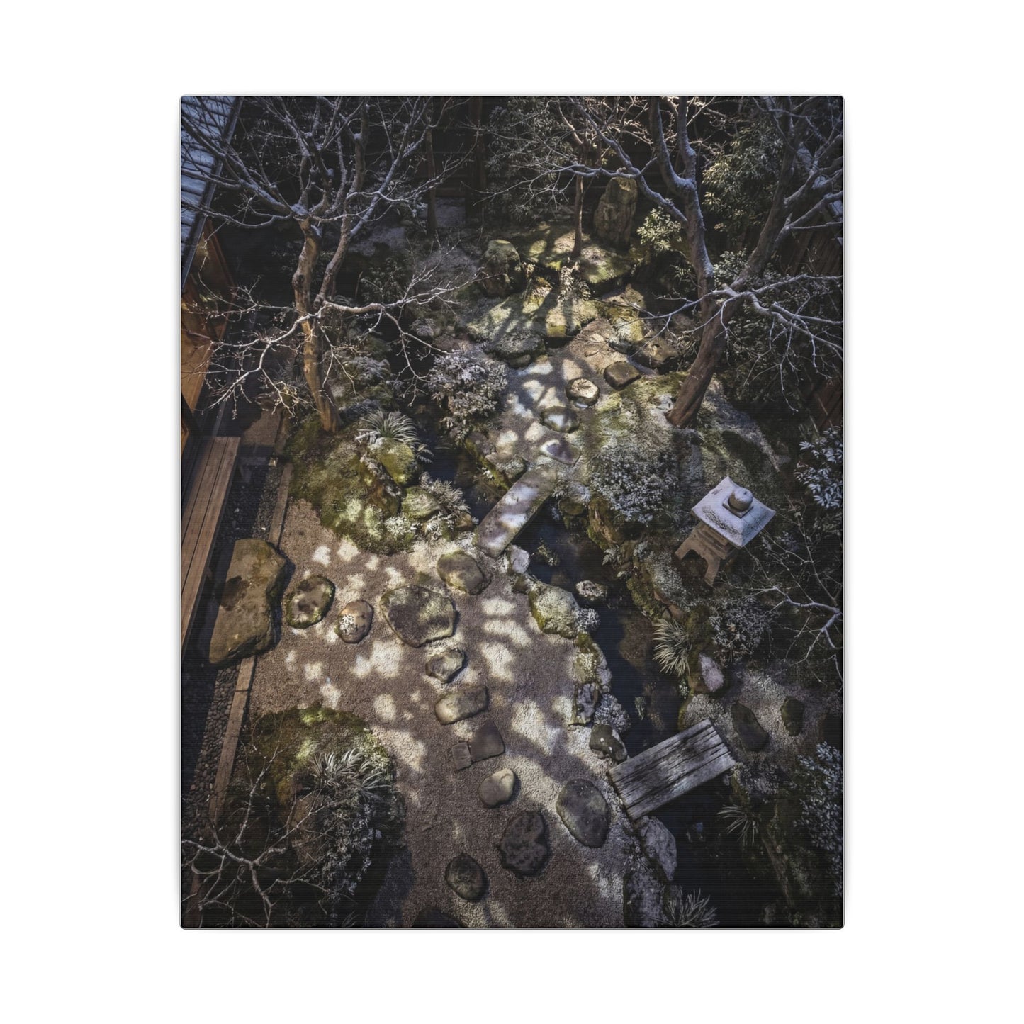 Moonlit Garden Japanese Pattern Canvas Art | Elegant Japandi Art