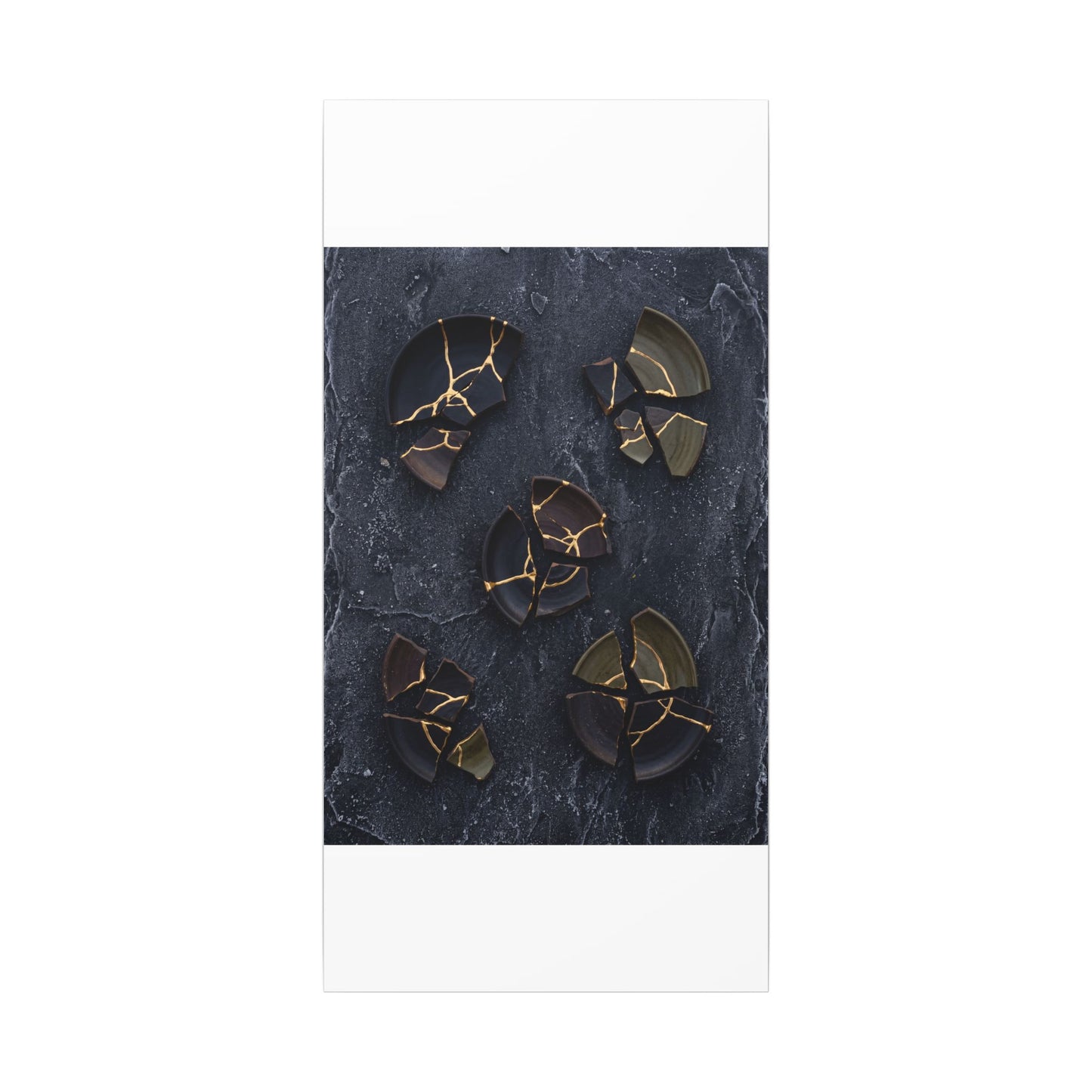 Broken Pottery Canvas Art | Winter Dark Japandi Shadow Zen Art