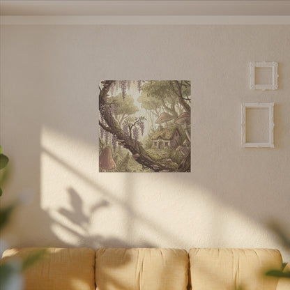 Summer Wisteria Mushroom Illustration Canvas Art | Enchanting Decor
