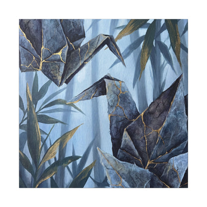 Paper Fold Canvas Art | Summer Kintsugi Crackle Gold Art