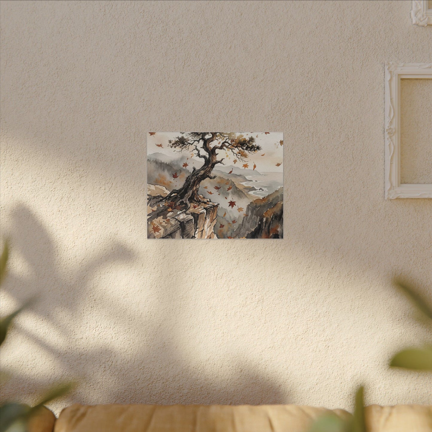 Autumn Pine Tree Watercolor Canvas Art | Warm Decor
