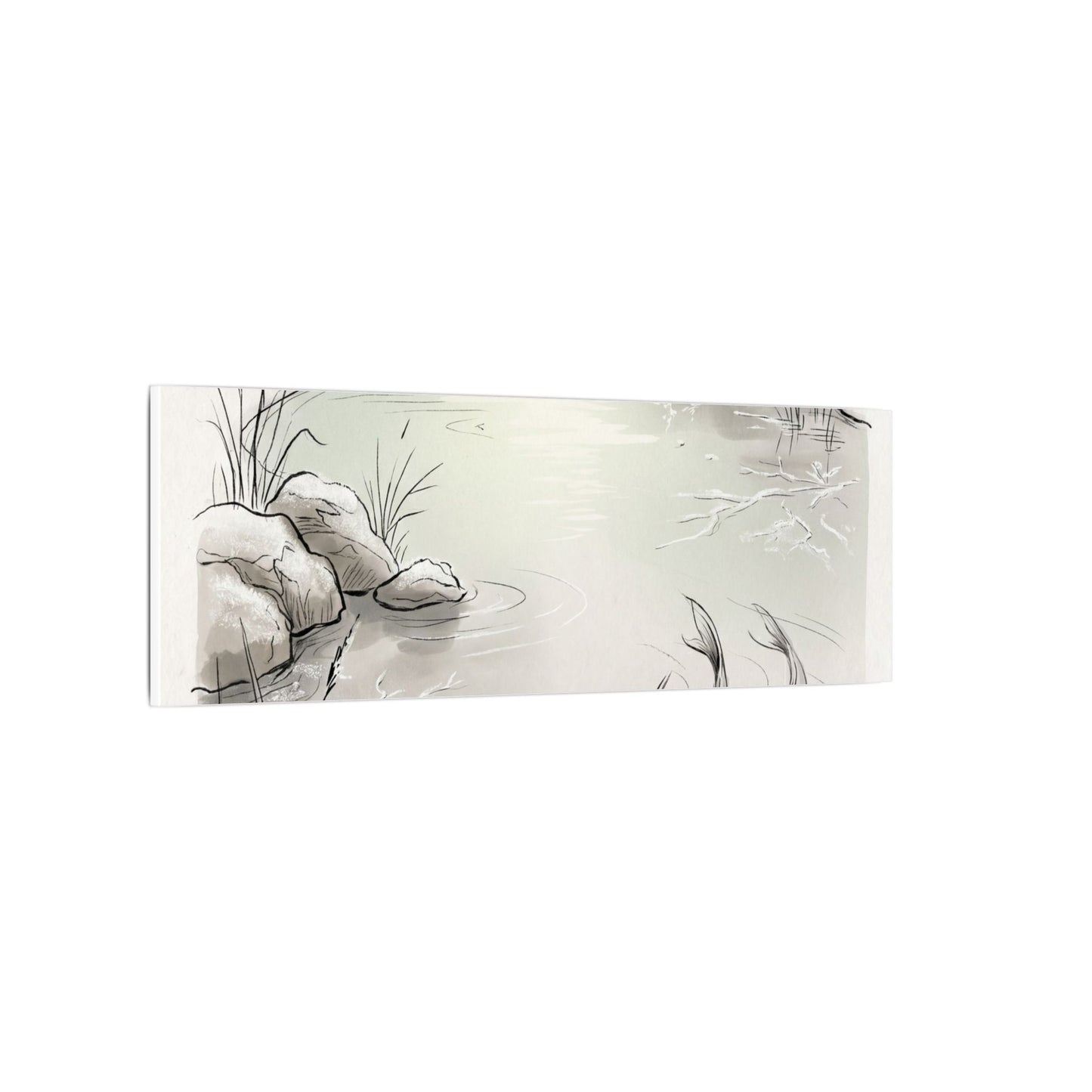 Koi Pond Minimal Line Canvas Art | Cozy Japandi Art
