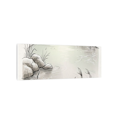 Koi Pond Minimal Line Canvas Art | Cozy Japandi Art