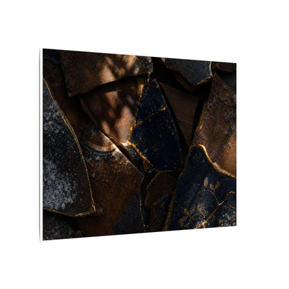 Fukinsei Broken Pottery Canvas Art - Dark Japandi Dark Texture