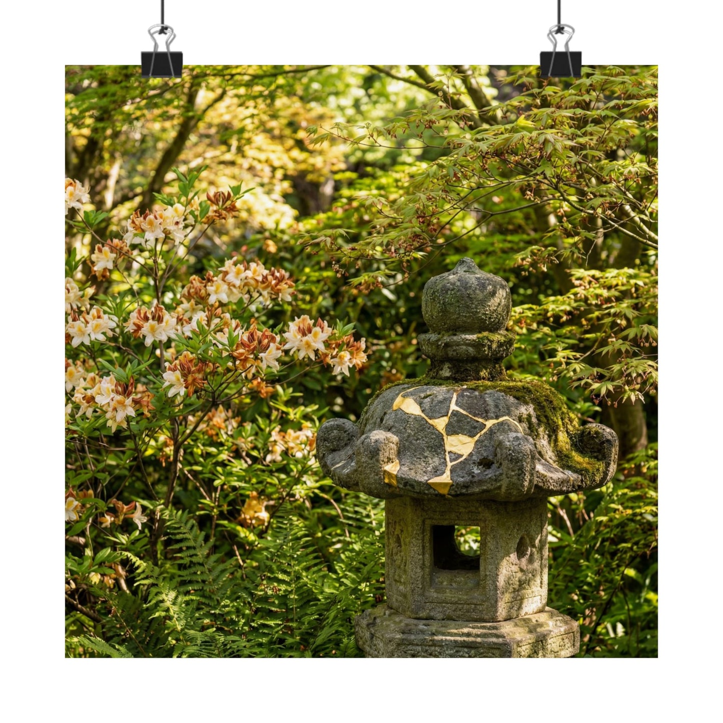 Dappled Stone Lantern Wall Art Print - Kintsugi Shibui Art Print