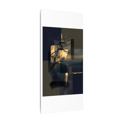 Golden Hour Pine Tree Canvas Art - Dark Japandi Kanso
