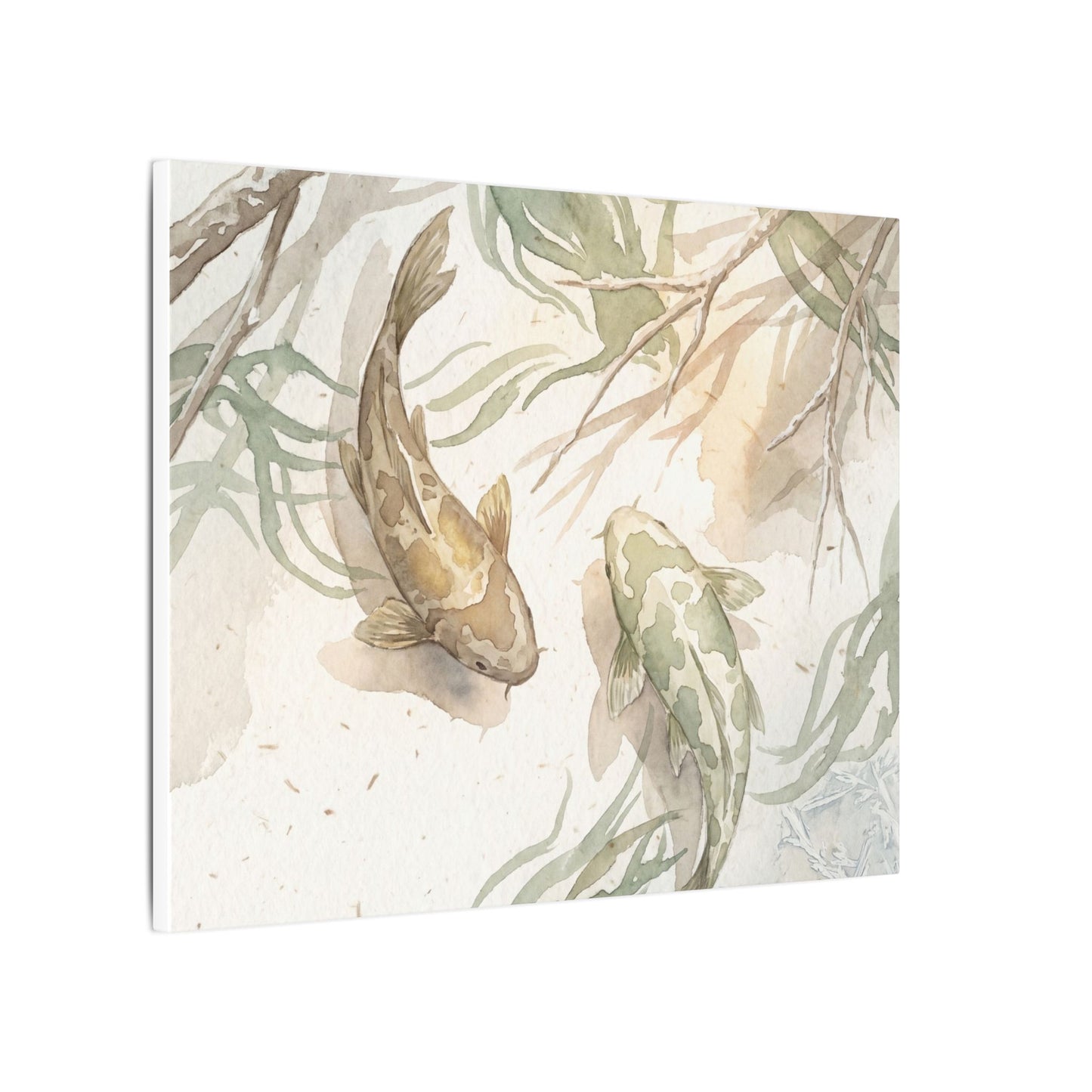 Koi Pond Canvas Art | Winter Japandi Watercolor Art