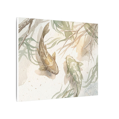 Koi Pond Canvas Art | Winter Japandi Watercolor Art