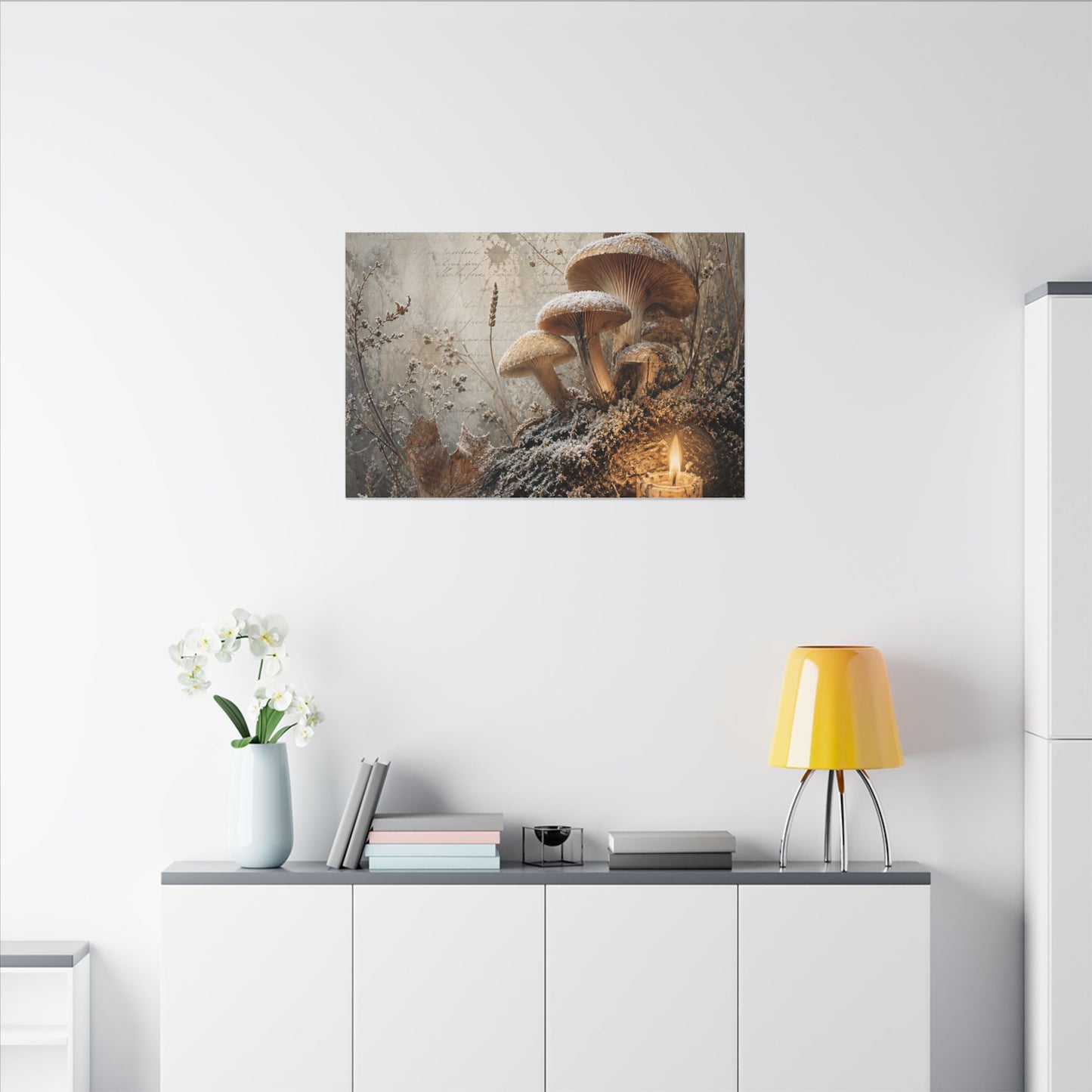 Wild Mushrooms Texture Canvas Art | Elegant Japandi Art