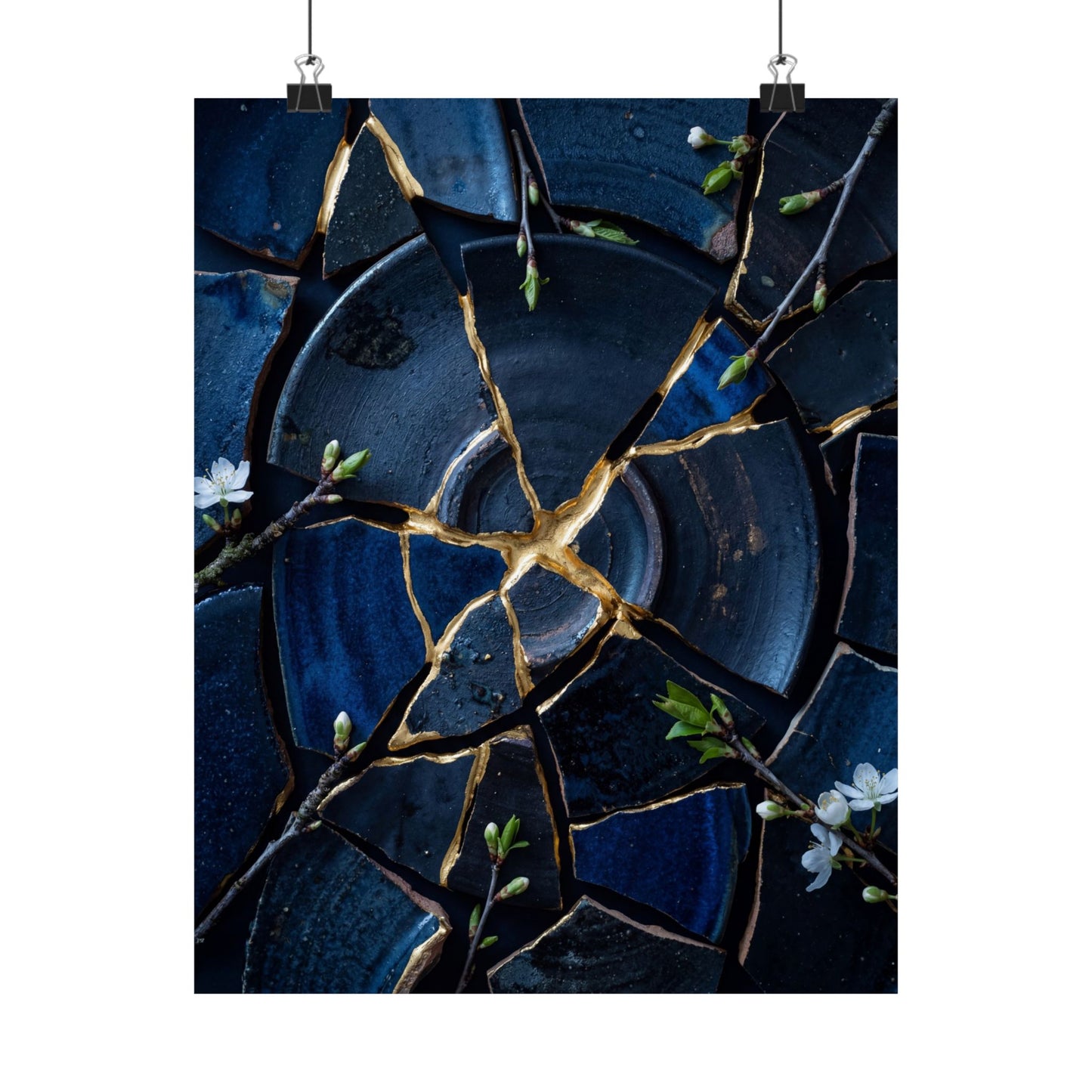 Broken Pottery Spring Wall Art Print | Kintsugi Resilient Design Art Print
