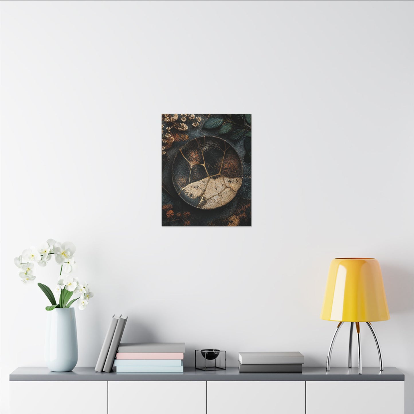 Kintsugi Rust Patina in Dawn | Gold Repair Canvas Art